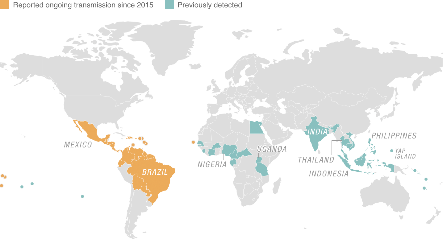 Zika virus map